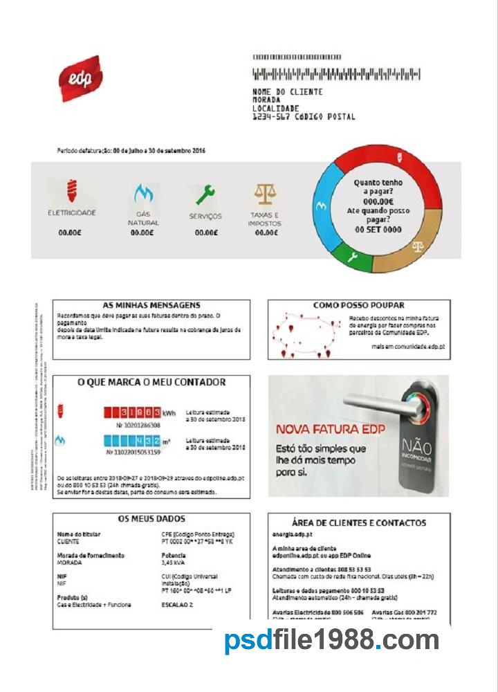 Portugal EDP Utility Bill